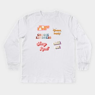 70's 80's Cool retro sticker pack Kids Long Sleeve T-Shirt